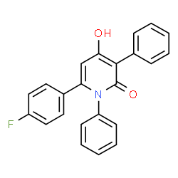 ChemSpider 2D Image | 6-(4-Fluorophenyl)-4-hydroxy-1,3-diphenyl-2(1H)-pyridinone | C23H16FNO2