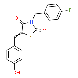 ChemSpider 2D Image | 3-(4-Fluorobenzyl)-5-(4-hydroxybenzylidene)-1,3-thiazolidine-2,4-dione | C17H12FNO3S