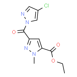 ChemSpider 2D Image | Ethyl 3-[(4-chloro-1H-pyrazol-1-yl)carbonyl]-1-methyl-1H-pyrazole-5-carboxylate | C11H11ClN4O3
