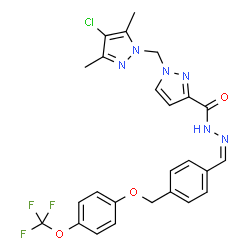 ChemSpider 2D Image | 1-[(4-Chloro-3,5-dimethyl-1H-pyrazol-1-yl)methyl]-N'-[(Z)-(4-{[4-(trifluoromethoxy)phenoxy]methyl}phenyl)methylene]-1H-pyrazole-3-carbohydrazide | C25H22ClF3N6O3