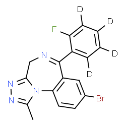 ChemSpider 2D Image | 8-Bromo-6-[2-fluoro(~2~H_4_)phenyl]-1-methyl-4H-[1,2,4]triazolo[4,3-a][1,4]benzodiazepine | C17H8D4BrFN4