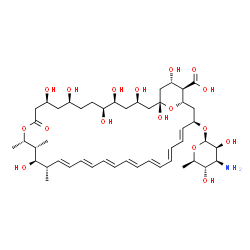ChemSpider 2D Image | (1S,3R,4E,6E,8E,10E,12E,14E,16E,18S,19R,20R,21S,25S,27S,30S,31S,33R,35R,37S,38R)-3-[(2R,3S,4S,5S,6R)-4-amino-3,5-dihydroxy-6-methyl-tetrahydropyran-2-yl]oxy-19,25,27,30,31,33,35,37-octahydroxy-18,20,21-trimethyl-23-oxo-22,39-dioxabicyclo[33.3.1]nonatriaconta-4,6,8,10,12,14,16-heptaene-38-carboxylic acid | C47H73NO17