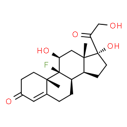 ChemSpider 2D Image | (8alpha,9beta,11beta)-9-Fluoro-11,17,21-trihydroxypregn-4-ene-3,20-dione | C21H29FO5