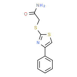 ChemSpider 2D Image | 2-[(4-Phenyl-1,3-thiazol-2-yl)sulfanyl]acetamide | C11H10N2OS2