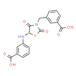 ChemSpider 2D Image | 3-{[(5S)-3-(3-Carboxybenzyl)-2,4-dioxo-1,3-thiazolidin-5-yl]amino}benzoic acid | C18H14N2O6S