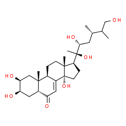 ChemSpider 2D Image | (2Î²,3Î²,5Î²,22R)-2,3,14,20,22,26-Hexahydroxyergost-7-en-6-one | C28H46O7