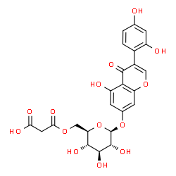 ChemSpider 2D Image | 3-(2,4-Dihydroxyphenyl)-5-hydroxy-4-oxo-4H-chromen-7-yl 6-O-(carboxyacetyl)-beta-D-glucopyranoside | C24H22O14