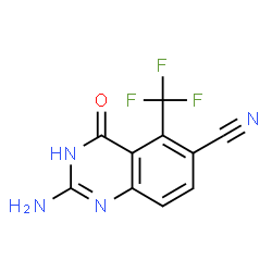 ChemSpider 2D Image | 2-Amino-4-oxo-5-(trifluoromethyl)-1,4-dihydro-6-quinazolinecarbonitrile | C10H5F3N4O