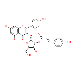 ChemSpider 2D Image | 5,7-Dihydroxy-2-(4-hydroxyphenyl)-4-oxo-4H-chromen-3-yl 2-O-[(2E)-3-(4-hydroxyphenyl)-2-propenoyl]-alpha-L-arabinofuranoside | C29H24O12