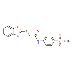 ChemSpider 2D Image | 2-(1,3-Benzoxazol-2-ylsulfanyl)-N-(4-sulfamoylphenyl)acetamide | C15H13N3O4S2