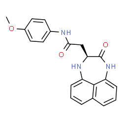 ChemSpider 2D Image | N-(4-Methoxyphenyl)-2-[(2S)-3-oxo-1,2,3,4-tetrahydronaphtho[1,8-ef][1,4]diazepin-2-yl]acetamide | C21H19N3O3