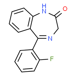 ChemSpider 2D Image | 5-(2-Fluorophenyl)-1,3-dihydro-2H-1,4-benzodiazepin-2-one | C15H11FN2O