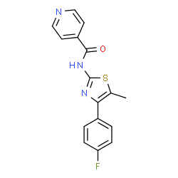 ChemSpider 2D Image | N-[4-(4-Fluorophenyl)-5-methyl-1,3-thiazol-2-yl]isonicotinamide | C16H12FN3OS