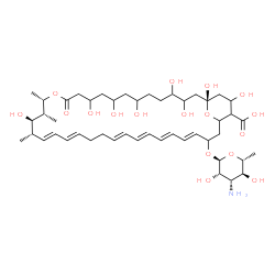 ChemSpider 2D Image | (1S,15S,16R,17R,18S,19E,21E,25E,27E,29E,31E)-33-[(3-Amino-3,6-dideoxy-alpha-D-mannopyranosyl)oxy]-1,3,4,7,9,11,17,37-octahydroxy-15,16,18-trimethyl-13-oxo-14,39-dioxabicyclo[33.3.1]nonatriaconta-19,21
,25,27,29,31-hexaene-36-carboxylic acid | C47H75NO17