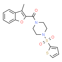 ChemSpider 2D Image | (3-Methyl-1-benzofuran-2-yl)[4-(2-thienylsulfonyl)-1-piperazinyl]methanone | C18H18N2O4S2