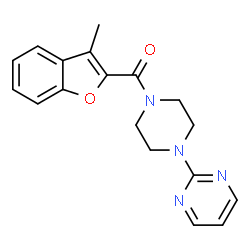 ChemSpider 2D Image | (3-Methyl-1-benzofuran-2-yl)[4-(2-pyrimidinyl)-1-piperazinyl]methanone | C18H18N4O2