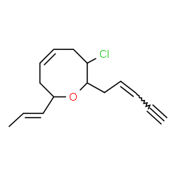 ChemSpider 2D Image | (5Z)-3-Chloro-2-(2-penten-4-yn-1-yl)-8-[(1E)-1-propen-1-yl]-3,4,7,8-tetrahydro-2H-oxocine | C15H19ClO