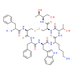 ChemSpider 2D Image | (4R,7S,10S,13R,16S,19R)-10-(4-Aminobutyl)-16-benzyl-N-[(2R,3R)-1,3-dihydroxybutan-2-yl]-7-(1-hydroxyethyl)-13-(1H-indol-3-ylmethyl)-6,9,12,15,18-pentaoxo-19-(D-phenylalanylamino)-1,2-dithia-5,8,11,14,17-pentaazacycloicosane-4-carboxamide | C49H66N10O10S2