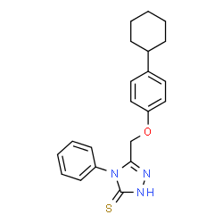 ChemSpider 2D Image | 5-((4-Cyclohexylphenoxy)methyl)-4-phenyl-4H-1,2,4-triazole-3-thiol | C21H23N3OS