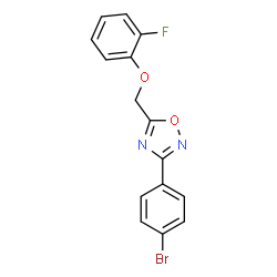 ChemSpider 2D Image | 3-(4-Bromophenyl)-5-[(2-fluorophenoxy)methyl]-1,2,4-oxadiazole | C15H10BrFN2O2