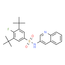 ChemSpider 2D Image | 4-Fluoro-3,5-bis(2-methyl-2-propanyl)-N-(3-quinolinyl)benzenesulfonamide | C23H27FN2O2S