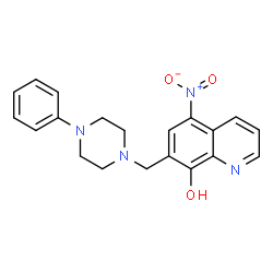 ChemSpider 2D Image | 5-Nitro-7-[(4-phenyl-1-piperazinyl)methyl]-8-quinolinol | C20H20N4O3