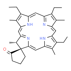 ChemSpider 2D Image | (1S,2'Z,5'S,7'Z,11'Z,16'Z)-10',14',19'-Triethyl-5',9',15',20'-tetramethyl-21',22',23',24'-tetraazaspiro[cyclopentane-1,4'-pentacyclo[16.2.1.1~3,6~.1~8,11~.1~13,16~]tetracosane]-1'(20'),2',6'(24'),7',9
',11',13'(22'),14',16',18'-decaen-2-one | C34H40N4O