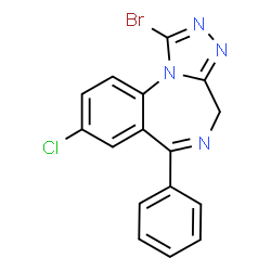 ChemSpider 2D Image | 1-Bromo-8-chloro-6-phenyl-4H-[1,2,4]triazolo[4,3-a][1,4]benzodiazepine | C16H10BrClN4