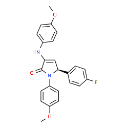 ChemSpider 2D Image | (5S)-5-(4-Fluorophenyl)-1-(4-methoxyphenyl)-3-[(4-methoxyphenyl)amino]-1,5-dihydro-2H-pyrrol-2-one | C24H21FN2O3