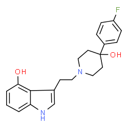 ChemSpider 2D Image | 3-{2-[4-(4-Fluorophenyl)-4-hydroxy-1-piperidinyl]ethyl}-1H-indol-4-ol | C21H23FN2O2