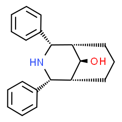 ChemSpider 2D Image | (1R,2R,4S,5S)-2,4-Diphenyl-3-azabicyclo[3.3.1]nonan-9-ol | C20H23NO