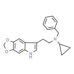 ChemSpider 2D Image | N-Benzyl-N-[2-(5H-[1,3]dioxolo[4,5-f]indol-7-yl)ethyl]cyclopropanamine | C21H22N2O2