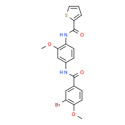 ChemSpider 2D Image | N-{4-[(3-Bromo-4-methoxybenzoyl)amino]-2-methoxyphenyl}-2-thiophenecarboxamide | C20H17BrN2O4S