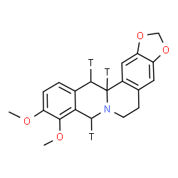 ChemSpider 2D Image | 9,10-Dimethoxy(8,13,13a-~3~H_3_)-5,8,13,13a-tetrahydro-6H-[1,3]dioxolo[4,5-g]isoquinolino[3,2-a]isoquinoline | C20H18T3NO4