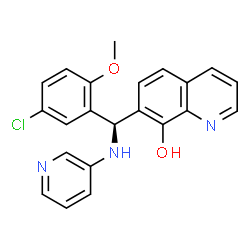 ChemSpider 2D Image | 7-[(R)-(5-Chloro-2-methoxyphenyl)(3-pyridinylamino)methyl]-8-quinolinol | C22H18ClN3O2