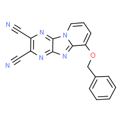 ChemSpider 2D Image | 6-(Benzyloxy)pyrido[1',2':1,2]imidazo[4,5-b]pyrazine-2,3-dicarbonitrile | C18H10N6O