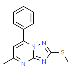 ChemSpider 2D Image | 5-Methyl-2-(methylsulfanyl)-7-phenyl[1,2,4]triazolo[1,5-a]pyrimidine | C13H12N4S