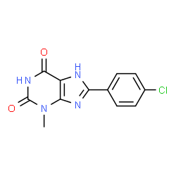 ChemSpider 2D Image | 8-(4-Chlorophenyl)-3-methyl-3,7-dihydro-1H-purine-2,6-dione | C12H9ClN4O2