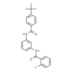 ChemSpider 2D Image | 2-Fluoro-N-(3-{[4-(2-methyl-2-propanyl)benzoyl]amino}phenyl)benzamide | C24H23FN2O2
