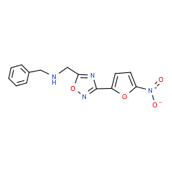 ChemSpider 2D Image | N-Benzyl-1-[3-(5-nitro-2-furyl)-1,2,4-oxadiazol-5-yl]methanamine | C14H12N4O4