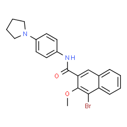 ChemSpider 2D Image | 4-Bromo-3-methoxy-N-[4-(1-pyrrolidinyl)phenyl]-2-naphthamide | C22H21BrN2O2