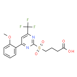 ChemSpider 2D Image | 4-[4-(2-METHOXYPHENYL)-6-(TRIFLUOROMETHYL)PYRIMIDIN-2-YLSULFONYL]BUTANOIC ACID | C16H15F3N2O5S