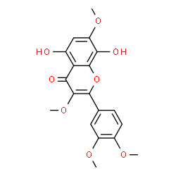 ChemSpider 2D Image | 2-(3,4-Dimethoxyphenyl)-5,8-dihydroxy-3,7-dimethoxy-4H-chromen-4-one | C19H18O8
