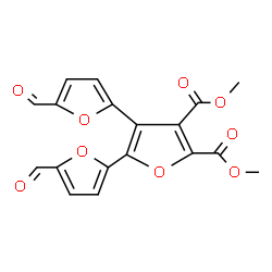 ChemSpider 2D Image | Dimethyl 5,5''-diformyl-2,2':3',2''-terfuran-4',5'-dicarboxylate | C18H12O9