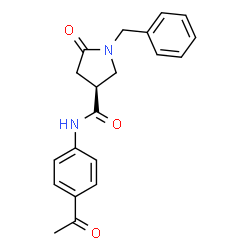 ChemSpider 2D Image | (3S)-N-(4-Acetylphenyl)-1-benzyl-5-oxo-3-pyrrolidinecarboxamide | C20H20N2O3
