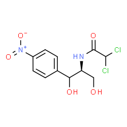 ChemSpider 2D Image | 2,2-Dichloro-N-[(2S)-1,3-dihydroxy-1-(4-nitrophenyl)-2-propanyl]acetamide | C11H12Cl2N2O5