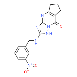 ChemSpider 2D Image | 2-[(3-Nitrobenzyl)amino]-1,5,6,7-tetrahydro-8H-cyclopenta[d][1,2,4]triazolo[1,5-a]pyrimidin-8-one | C15H14N6O3