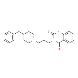 ChemSpider 2D Image | 3-[3-(4-Benzyl-1-piperidinyl)propyl]-2-thioxo-2,3-dihydro-4(1H)-quinazolinone | C23H27N3OS