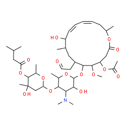ChemSpider 2D Image | 6-{[6-{[(11Z)-4-Acetoxy-10-hydroxy-5-methoxy-9,16-dimethyl-2-oxo-7-(2-oxoethyl)oxacyclohexadeca-11,13-dien-6-yl]oxy}-4-(dimethylamino)-5-hydroxy-2-methyltetrahydro-2H-pyran-3-yl]oxy}-4-hydroxy-2,4-dim
ethyltetrahydro-2H-pyran-3-yl 3-methylbutanoate | C42H69NO15