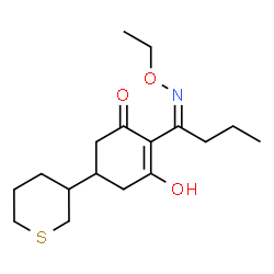ChemSpider 2D Image | 2-[(1Z)-N-Ethoxybutanimidoyl]-3-hydroxy-5-(tetrahydro-2H-thiopyran-3-yl)-2-cyclohexen-1-one | C17H27NO3S